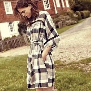 Maeve Anthropologie Plaid Kimono Tunic Dress Small /Tie Waist- Small